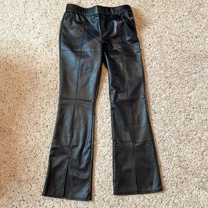 Black Abercrombie Kids Pleather Split Bell Bottoms
